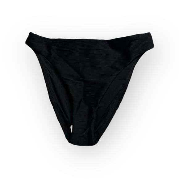 J.Crew‎ Ribbed High-Rise Cheeky Bikini Bottom Women's Medium Black NWT - Picture 1 of 8